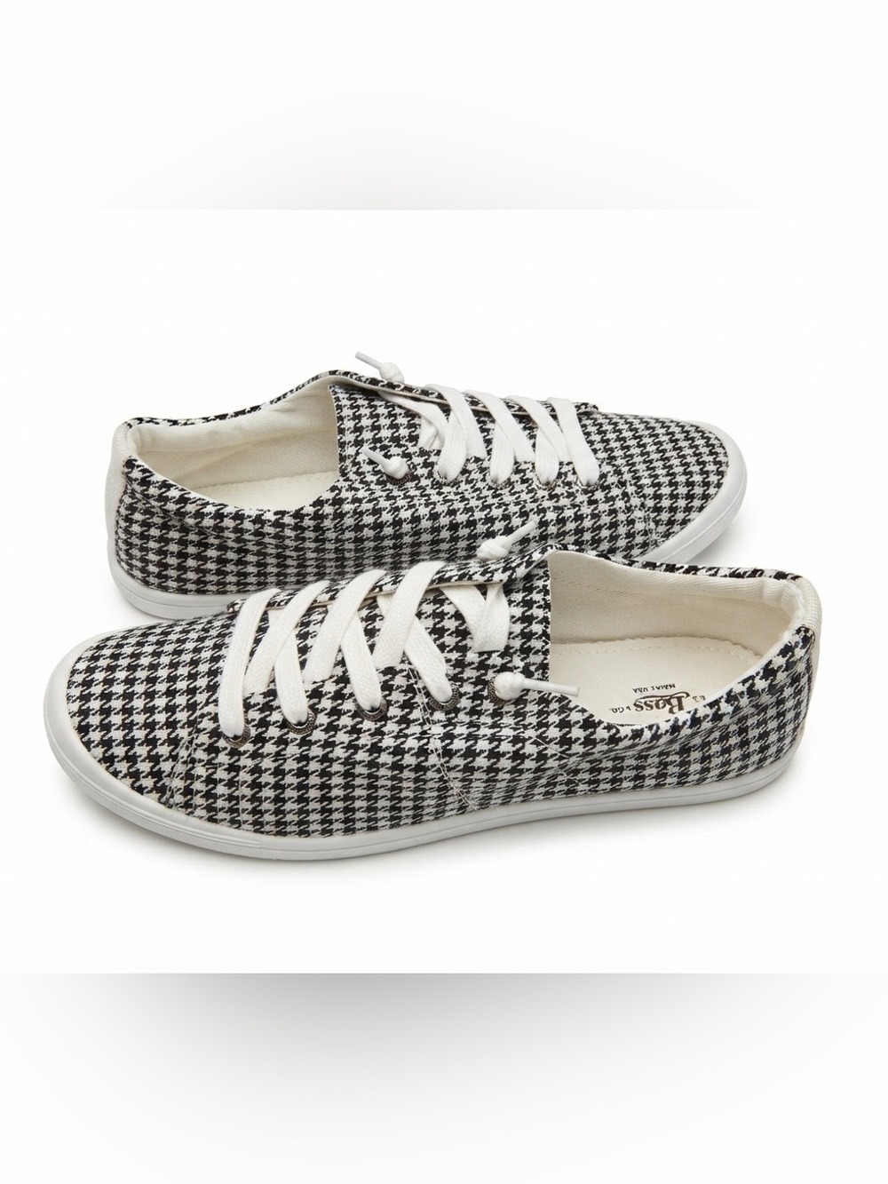 G. H. Bass “Kimmy” Houndstooth Low-Top Cushion Step Sneakers - Black & White